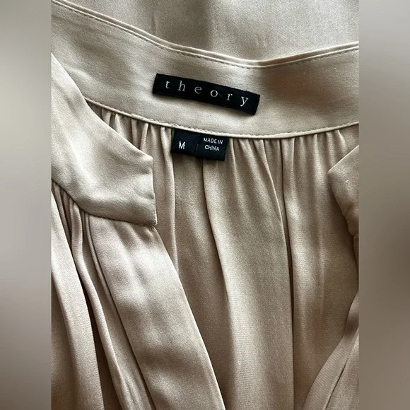 Theory Silk Blush-tone Split-Neck Shell - Picture 2 of 4